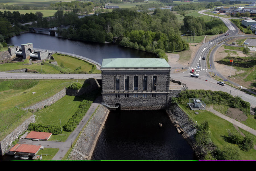 flyfoto av laholmskraftverk